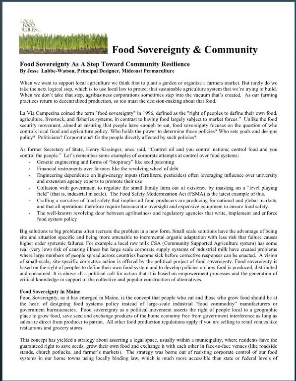 What Is Food Sovereignty? – Localfoodrules.org